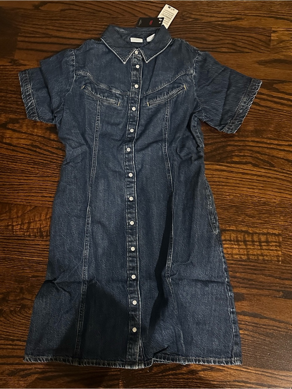 Levi's Dark Blue Denim Midi Button-Front Dress